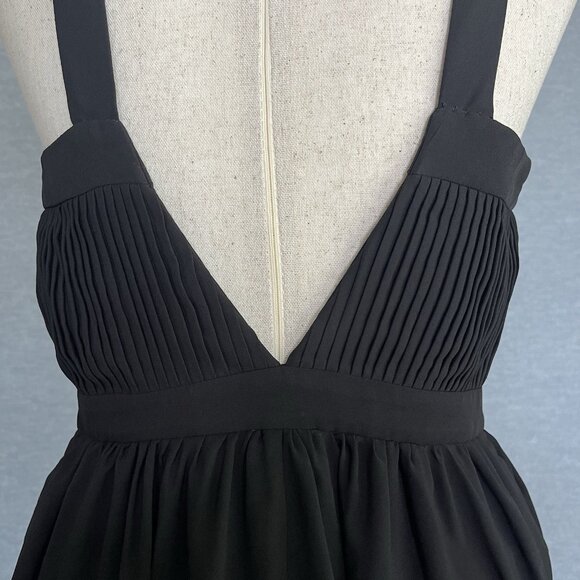 Fame and Partners Black Plunge Neck Dress Size 4 Thigh High Slit Formal Maxi NWT - Picture 9 of 16